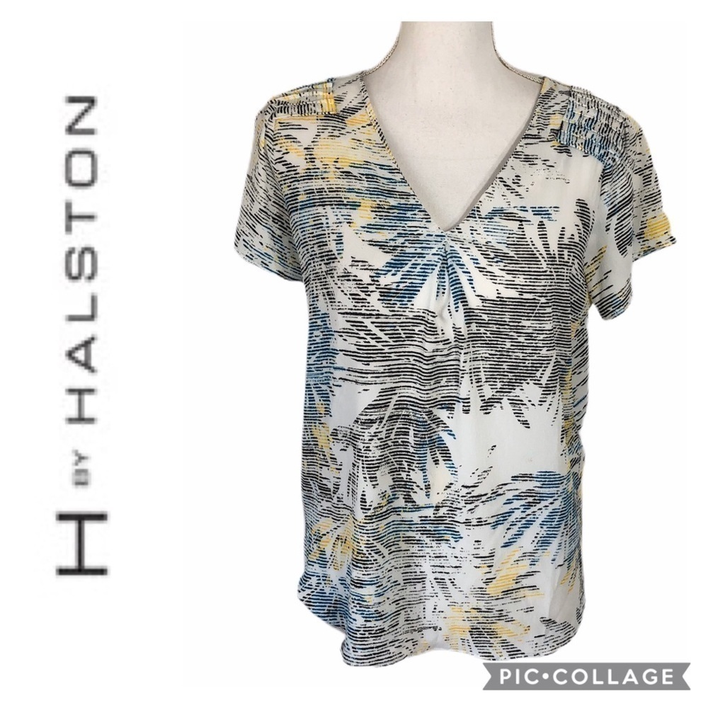 H By Halston Printed Top Medium Short Sleeve